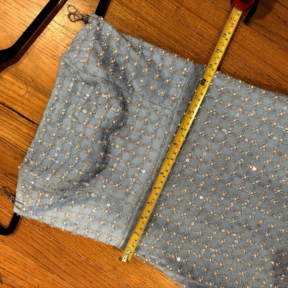 Lulus Perfectly Luxurious Light Blue Pearl Strapless Maxi Dress Cinderella Prom - Picture 12 of 15